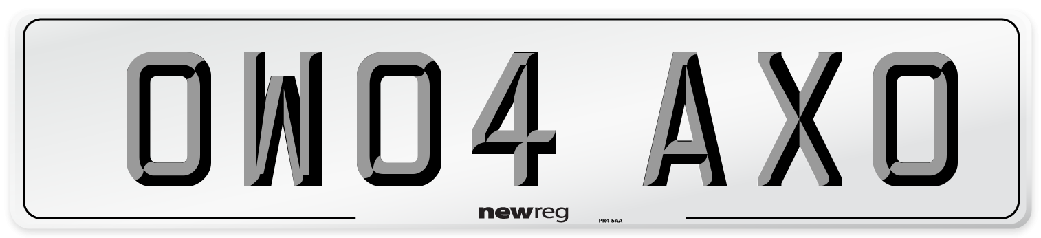 OW04 AXO Number Plate from New Reg